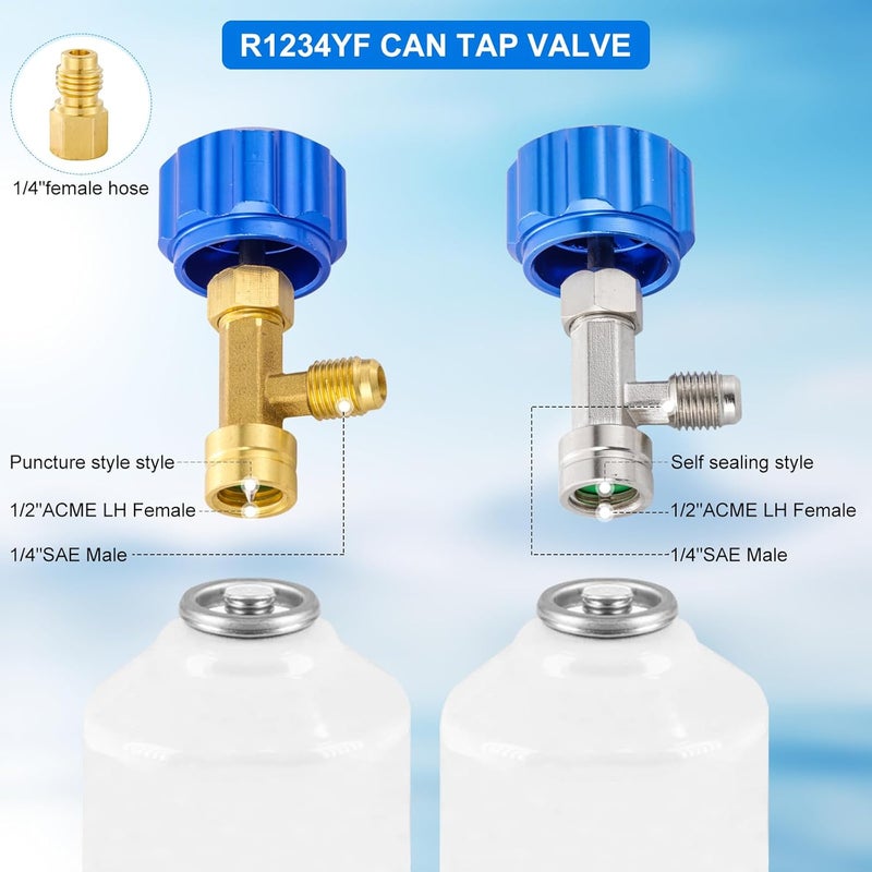 Tigbear R1234yf Quick Couplers Kit, R1234yf to R134a Quick Coupler Adapter Kit with R134A Conversion Adapter R1234YF Can Tap Valve Self Sealing Puncture Style(R1234YF Adapter + 2PC Can Opener) - Image 4